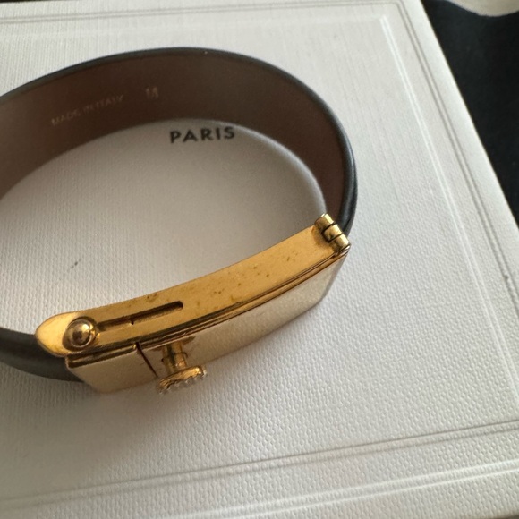 Celine Gold and Black Leather Bracelet - Picture 4 of 9